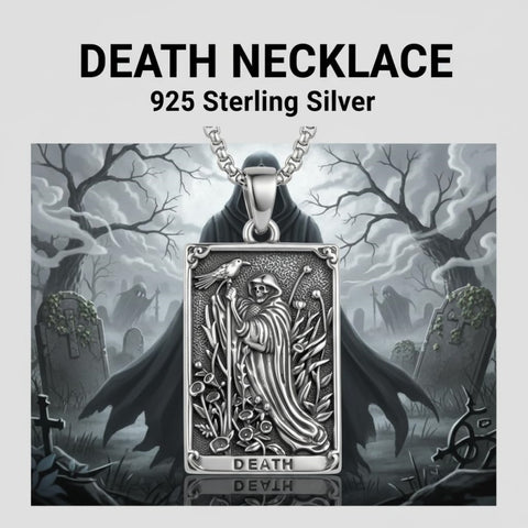 Sterling Silver Tarot Card Pendant  Necklace for Men Gothic Amulet Jewelry