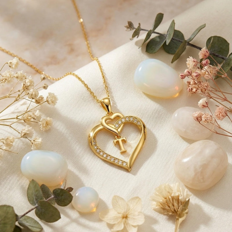 Heart Initial A-Z Pendant Necklace for 14K Gold Plated Women Initials Jewelry Gifts