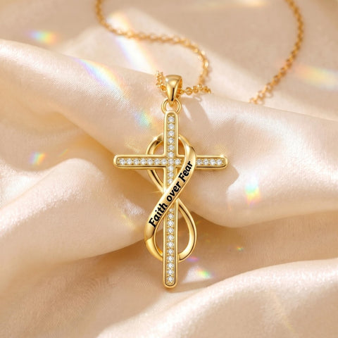14K Gold Plated Faith Cross Pendant Necklace Religious Gifts for Women