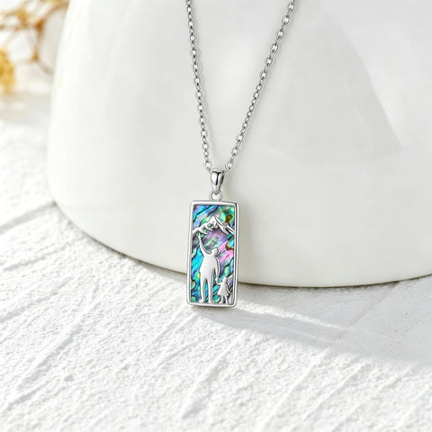 Sterling Silver Abalone Shell Tarot Card Pendant Necklace Gifts for Birthday Halloween Anniversary Valentine’s Day