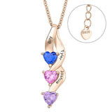 Sterling Silver Personalized  Birthstone Engraved Pendant Necklace for Women