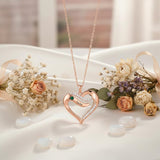 10K 14K 18K Gold  Personalized 1-4 Birthstones Engraved Heart Necklace for Women