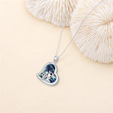Sterling Silver Pink Opal Crystal Abalone Shell Turquoise Moss Agate Cow Pendant Necklace