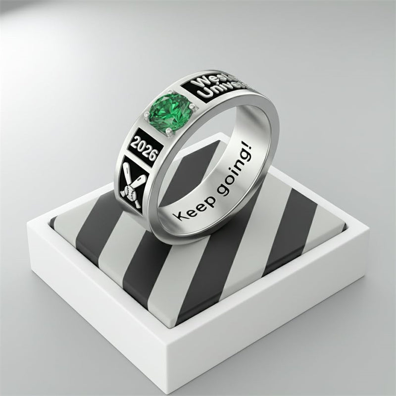 Sterling Silver 10K 14K 18K Gold Personalized Birthstone Class Ring Graduation Jewelry