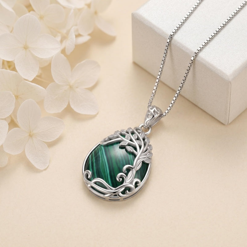 14K Gold Plated Teardrop Tree of Life Necklace for Women
