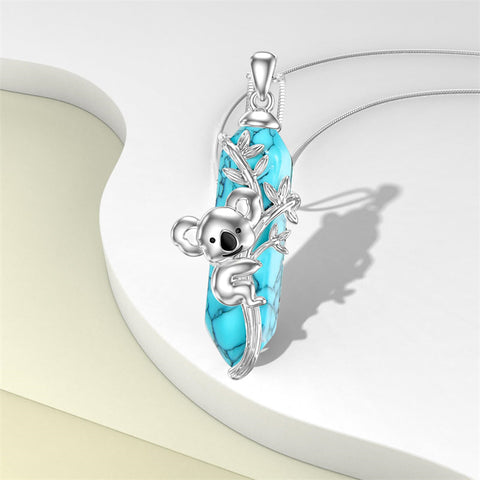 Sterling Silver Turquoise Koala Pendant Necklace