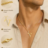 Cubic Zircon 14K Gold Plated Initial Letter A-Z Pendant Necklace