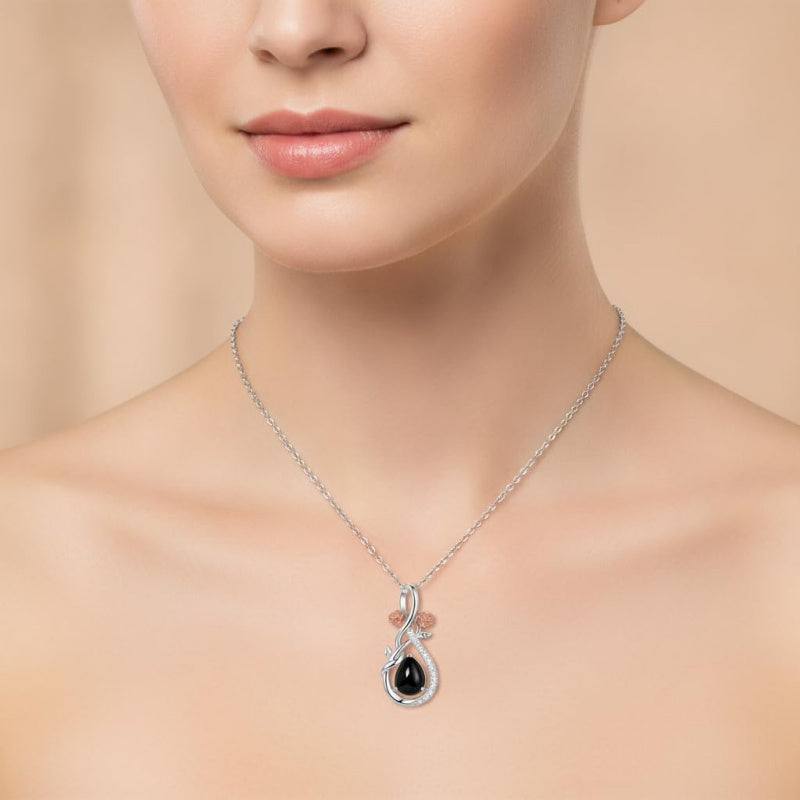 Sterling Silver Teardrop Gemstone Rose Butterfly Infinity Heart Necklace for Women