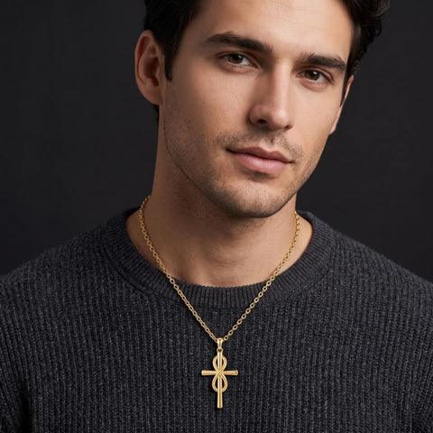 10K 14K 18K Gold Cross Pendant Necklace Religious Jewelry Gifts for Men and Women