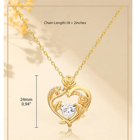 Sterling Silver Birthstone Rose Necklace for Women