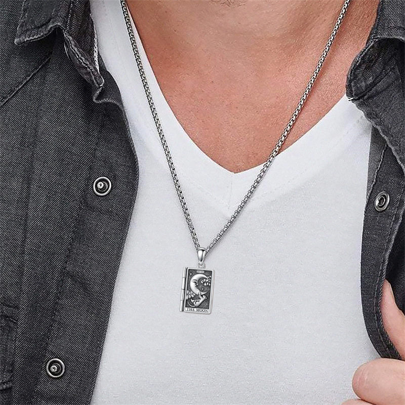 Sterling Silver Sun Moon Lovers Tarot Card Photo Locket Necklace