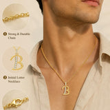Cubic Zircon 14K Gold Plated Initial Letter A-Z Pendant Necklace