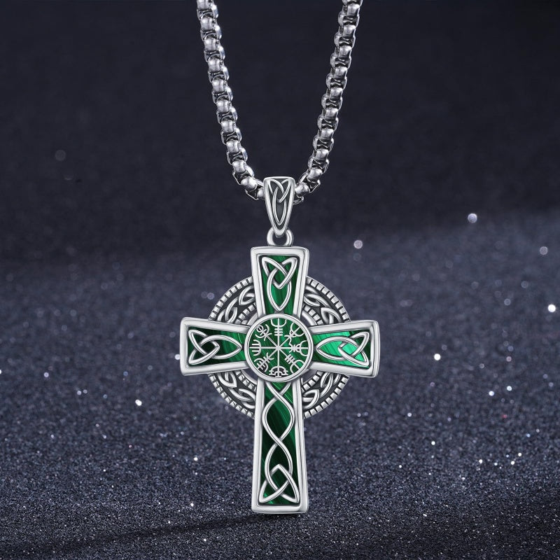 14K Gold Plated Celtic Vikin Cross Pendant Necklace Irish Jewelry Religious Protective Gift