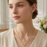 14K Gold Birthstone Birth Flower  Pendant Necklace Birthday Jewelry Gifts for Women