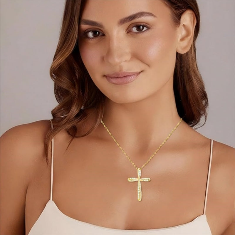 14K Gold Plated Cross Infinity  Pendant Necklace  for Women