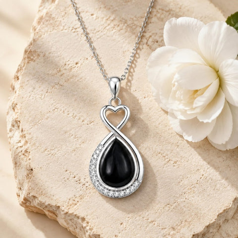 Sterling Silver Teardrop Gemstone Rose Butterfly Infinity Heart Necklace for Women