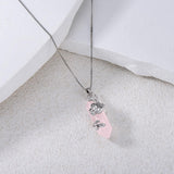 Sterling Silver Rose Quartz Mother Daughter Sloth Pendant Necklace