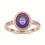 Sterling Silver Twisted Band Personalized  Birthstone Engraved  Class Ring for Women
