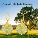 14K Gold Plated Natural Jade  Earrings for Women Good Fortune Jewelry Birthday Mother's Day Gifts