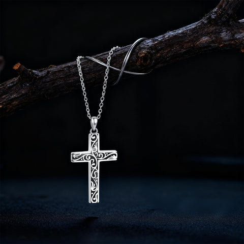 Sterling Silver Cross Pendant Necklace Christian Religious Jewelry Gifts for Anniversary