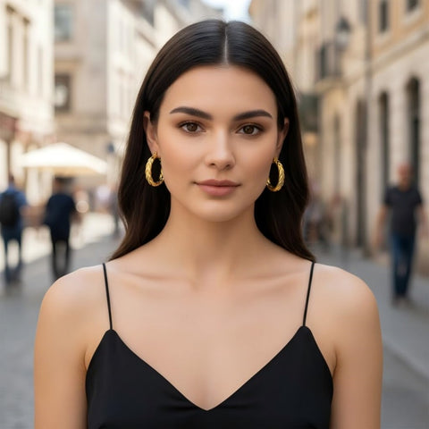 14K Gold Plated  Lightweight Hoop Earring for Women