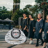 Sterling Silver Personalized Birthstone Engraved Class Ring High School Ring
