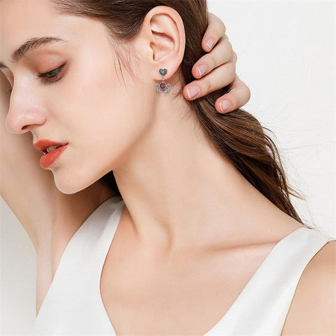 Sterling Silver Cubic Zirconia Spider Stud Earrings