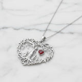 Sterling Silver Heart Pendant Birthstone Tree of Life Mother Child Family Necklace