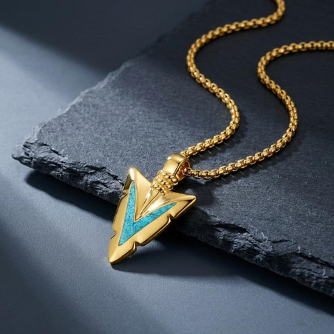Malachite Turquoise Arrow Pendant Necklace for Men