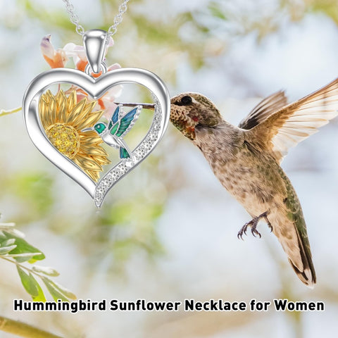 Sterling Silver Heart Bee Dragonfly Butterfly Hummingbird Sunflower Animal Pendant Necklace  Gifts for Christmas