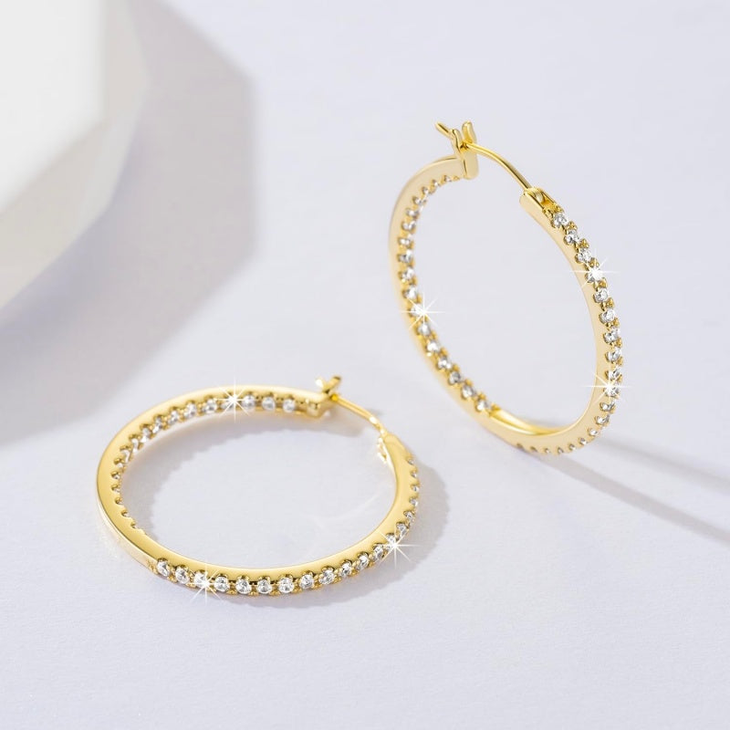 14K Gold Plated  Hoop Earrings for Women