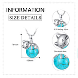 Sterling Silver Turquoise Larimar Labradorite Moss Agate Blue Sandstone  Cat Pendant Necklace