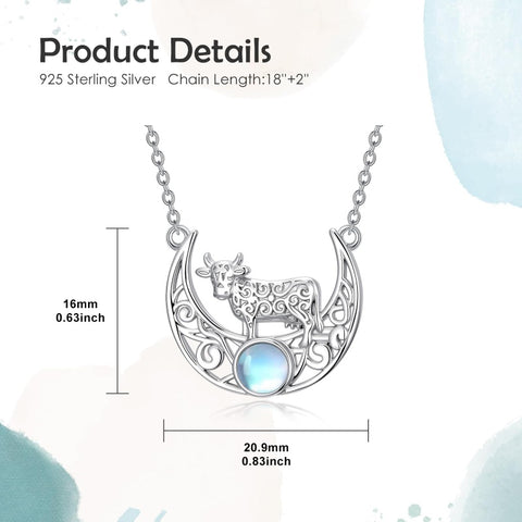 Sterling Silver Moonstone Celtic Knot Raccoon Otter Pig Dolphin Cow Pendant Necklace Birthday Mother's Day Gift