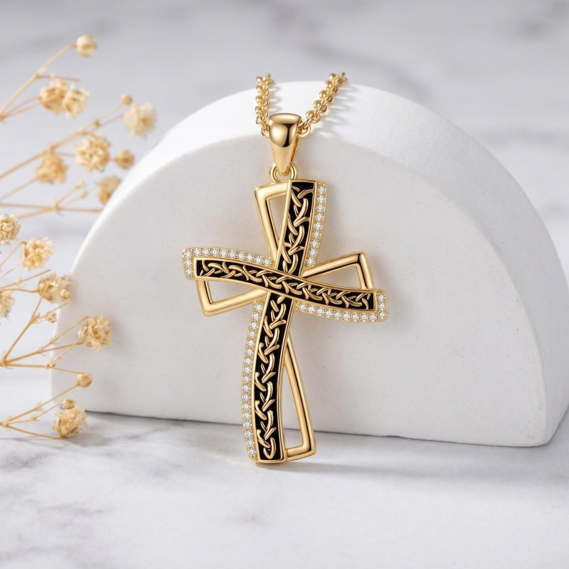 14K Gold Plated Cross Necklace for Women