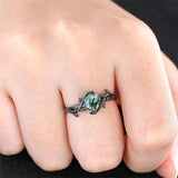 Sterling Silver 10K 14K 18K Gold Natural Leaf  Moss Agate Engagement Anniversary Couple Ring Sets