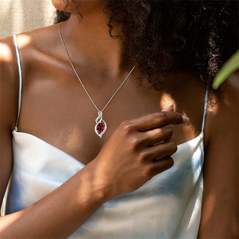 Sterling Silver Teardrop Birthstone Infinity Love Necklace for Women