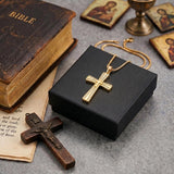 14K Gold Plated Cubic Zircon Cross Pendant Necklace for Men Birthdays Anniversary Christmas Father's Day Gift