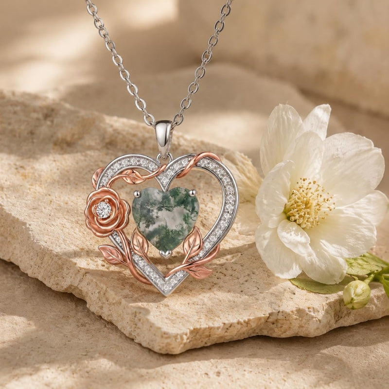 Sterling Silver Teardrop Gemstone Rose Butterfly Infinity Heart Necklace for Women