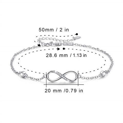 Sterling Silver Endless Love Symbol Anklet