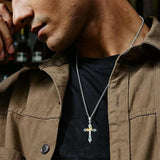 Sterling Silver Cross with Crown Pendant Necklace Religion Jewelry for Birthday Anniversary Day Christmas