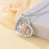 Sterling Silver Father Daughter Western Cowgirl Pendant Necklace