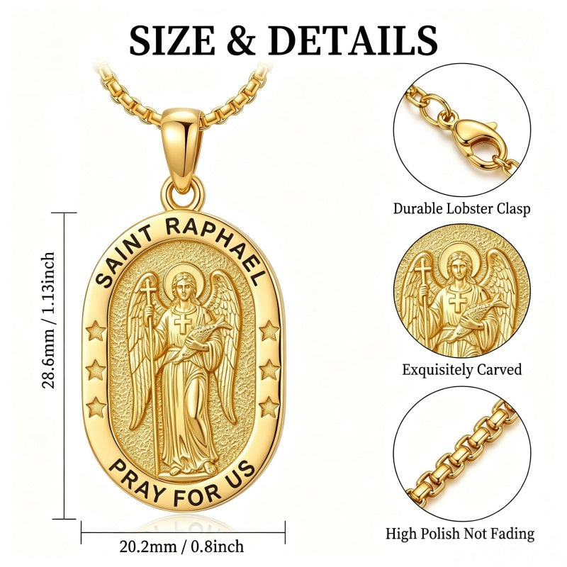 14K Gold  Plated Patron Saint Pendant Necklace Catholic Saints Religious Protective Jewelry Gift