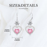 Sterling Silver Heart Cubic Zirconia Sunflower Rose Daisy Lily Lotus Hibiscus Dangle Earrings