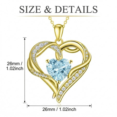 14K Gold  Plated 12 Months Birthstone Forever Love Heart Necklace Birthday Anniversary Wedding Gift
