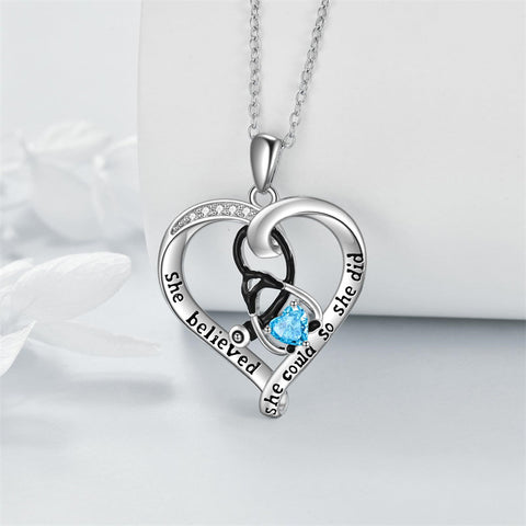 10K 14K 18K Gold Birthstone Caduceus & Stethoscope Pendant Necklace