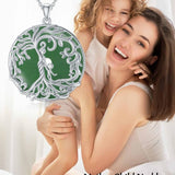 14k Gold Plated Sterling Silver Round Jade Tree of Life Necklace Good Fortune Jewelry for Women