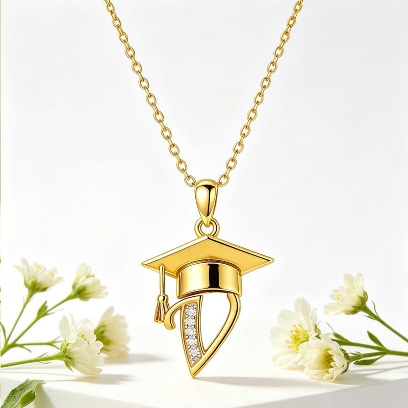 Initial  Graduation 14K Gold Plated Inspiring Grad Pendant Necklace Graduations Jewelry Gifts