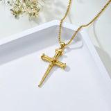 14K Gold Plated Cross Pendant Necklace for Men Religious Jewelry Christian Gift