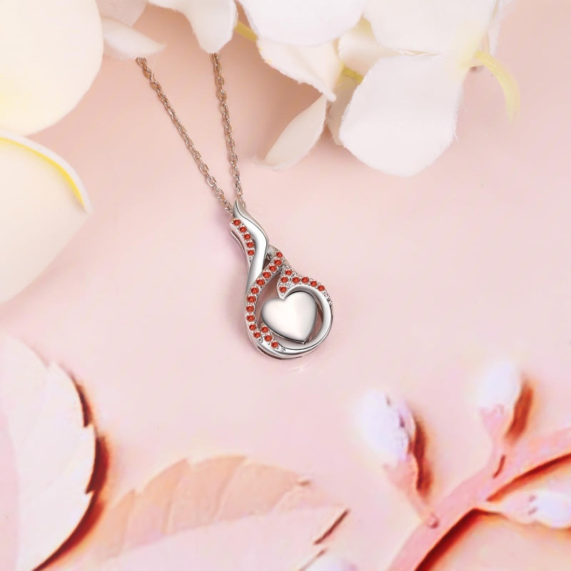 Sterling Silver Heart Shape Tear Dangle Urn Necklace for Ashes
