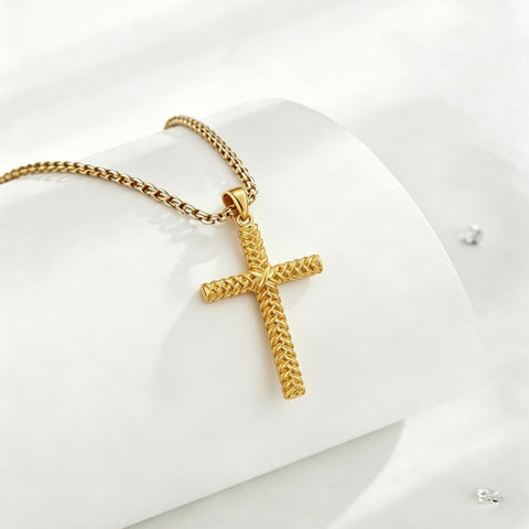 14K Plated Gold Cross Pendant Crucifix Necklace Christian Jewelry Baptism Religious Faith